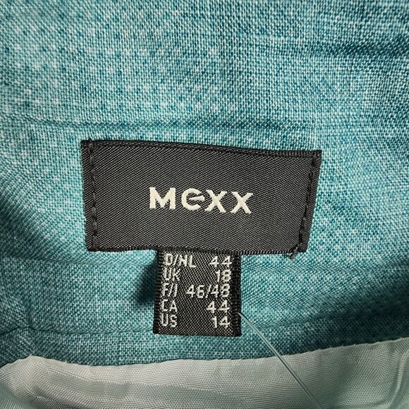 Mexx Blue Hombre Belted Linen Knee Length Skirt Size 14 - Picture 5 of 7